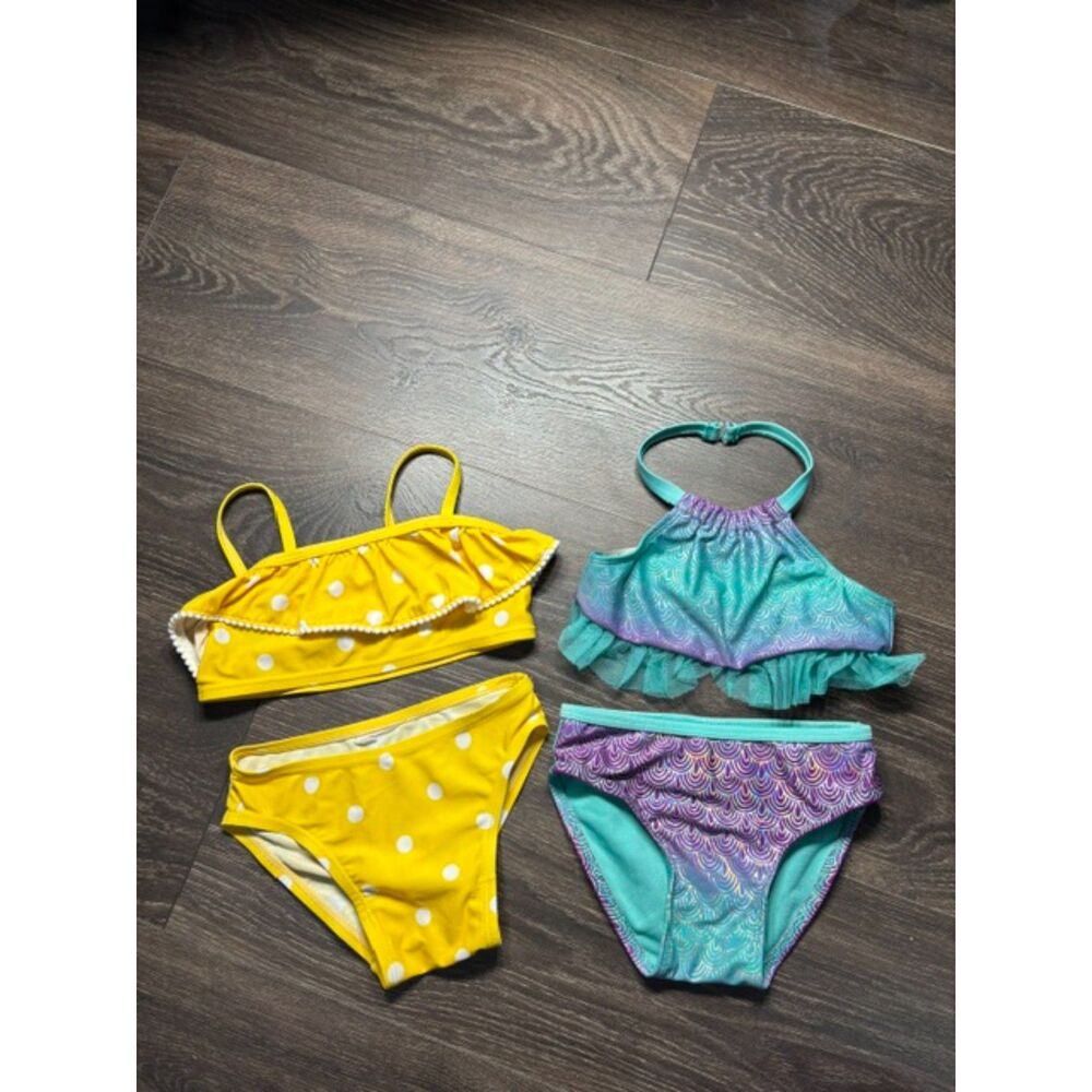 Girls 3T Swimsuit Lot 2 Two Piece Bathing Suits Cat & Jack Old Navy Mermaid